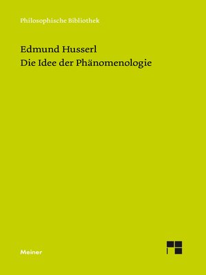 cover image of Die Idee der Phänomenologie